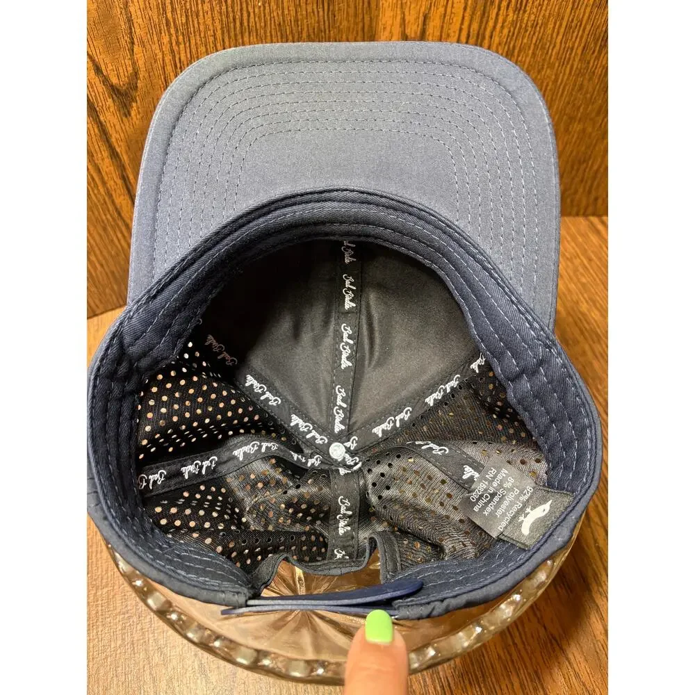 Bad Birdie Mens Navy Snapback Golf Hat Perforated Performance Bird Logo